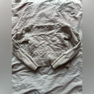 Aritzia Babaton Cable Knit Sweater Beige Long Sleeve Wool Blend Size XXS